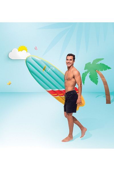 Intex مرتبة ركوب الأمواج قابلة للنفخ - مرتبة بحرية - 178x69 سم