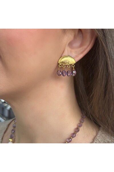 Jewstone Accessories Bulut Model Ametist Küpe