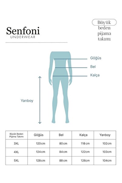 SENFONİ Symphony Women's Plus Size Button-Down Collar Long Sleeve Modal Pajamas Set 6091 -1 Pcs