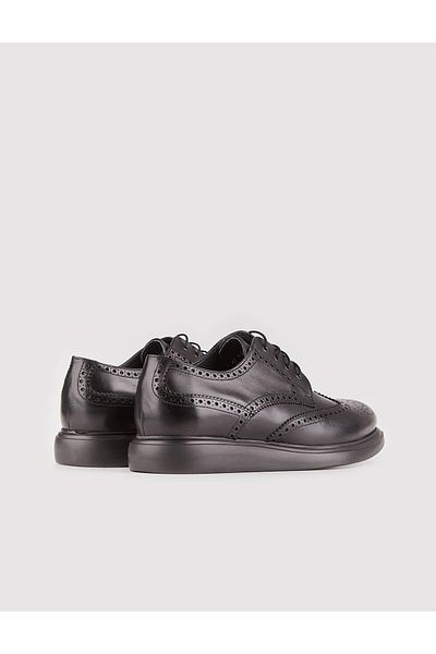 Cabani Genuine Leather Black Lace-Up Gel Sole Men's Casual Shoes