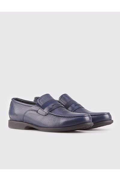 Cabani Genuine Leather Navy Blue Men's Loafer