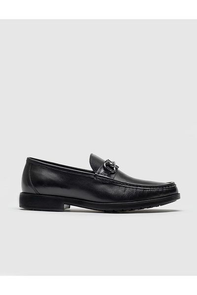 Cabani Black Genuine Leather Men's Casual Shoes