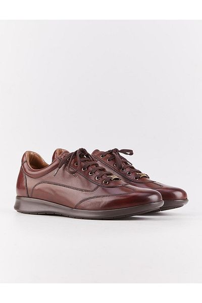 Cabani Genuine Leather Brown Lace-Up Rubber Sole Men's Casual Shoes