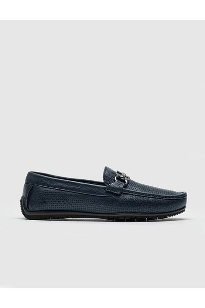 Cabani Genuine Leather Navy Blue Men's Loafer