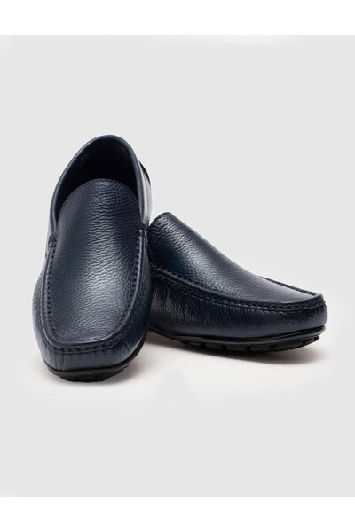 Cabani Genuine Leather Navy Blue Men's Loafer