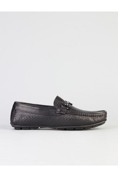 Cabani Black Genuine Leather Men's Loafer
