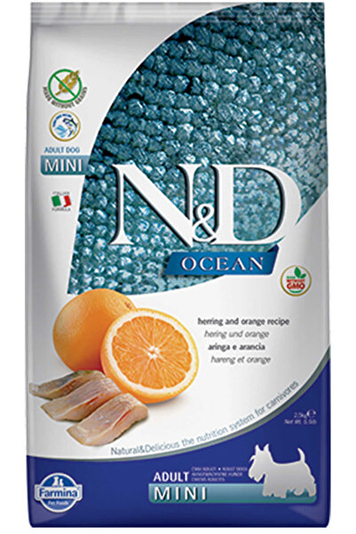 N&D ocean tahılsız mini adult 7kg ringa balığı ve portakallı yetişkin köpek m...