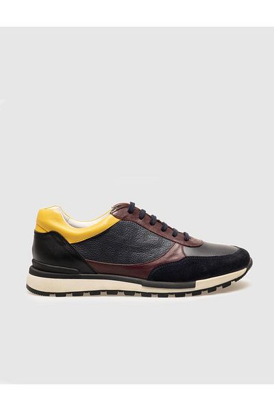 Cabani Genuine Leather Claret Red Lace-Up Men's Sports Shoes