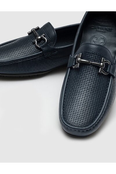 Cabani Genuine Leather Navy Blue Men's Loafer
