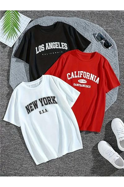 WOODROFFE White Black Gray T-Shirt - Pack of 3, Printed, Oversize Loose Unisex