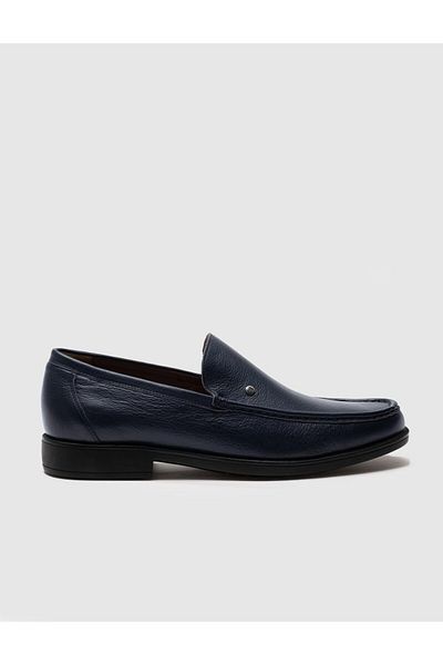 Cabani Navy Blue Genuine Leather Men's Casual Shoes