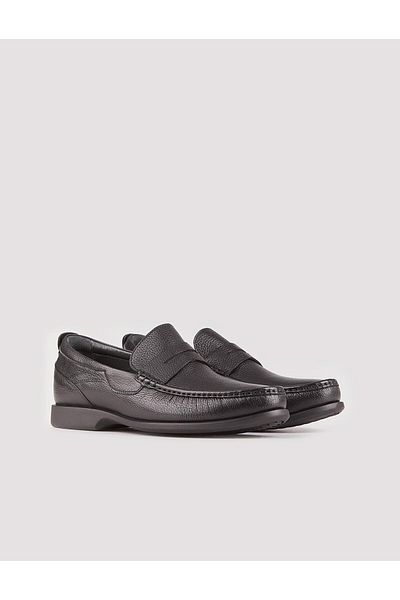 Cabani Genuine Leather Black Men's Casual Loafer Shoes