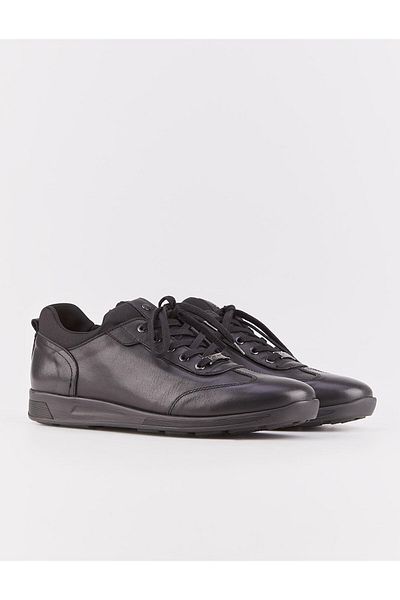 Cabani Genuine Leather Black Lace-Up Men's Casual Shoes