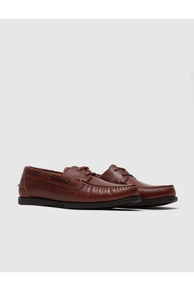 Cabani Genuine Leather Brown Lace-Up Men's Casual Shoes