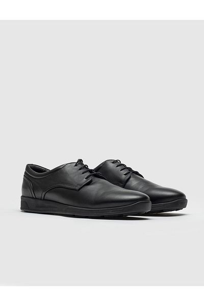 Cabani Genuine Leather Black Lace-Up Men's Casual Shoes