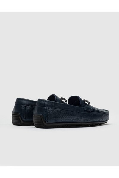 Cabani Genuine Leather Navy Blue Men's Loafer