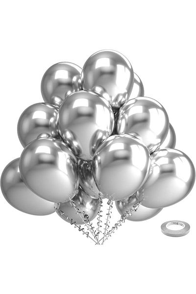 BALON DİYARI 100 Colorful Metallic Balloons - Premium Latex