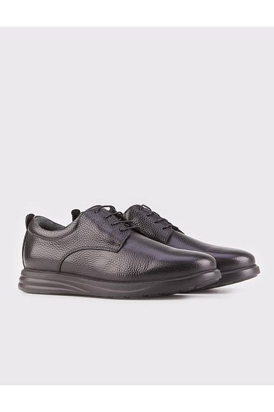 Cabani Genuine Leather Black Eva Sole Lace-Up Men's Casual Shoes