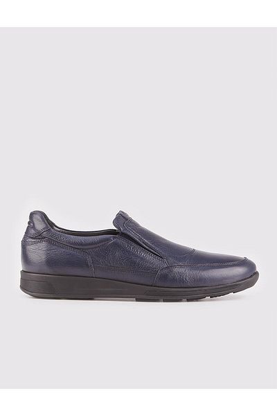 Cabani Rubber Sole Genuine Leather Navy Blue Men's Casual Shoes