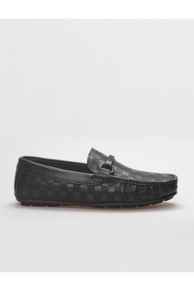 Cabani Black Genuine Leather Men's Loafer