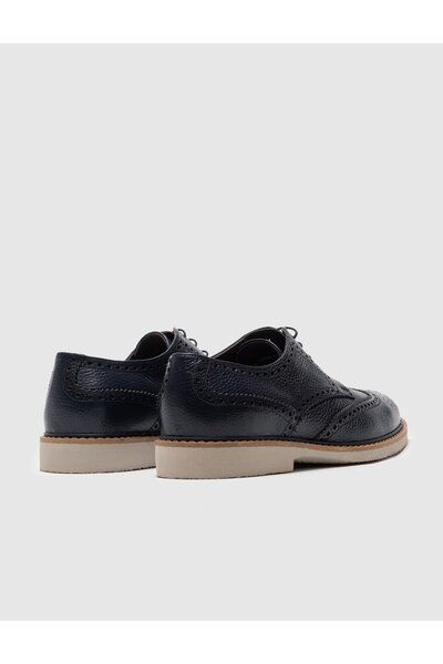 Cabani Ανδρικά casual παπούτσια από γνήσιο δέρμα Navy Blue Lace-Up με δερμάτινη επένδυση