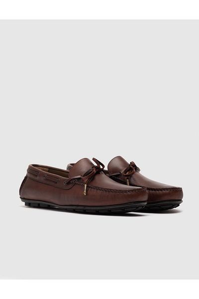 Cabani Genuine Leather Brown Rubber Sole Men's Loafer Shoes