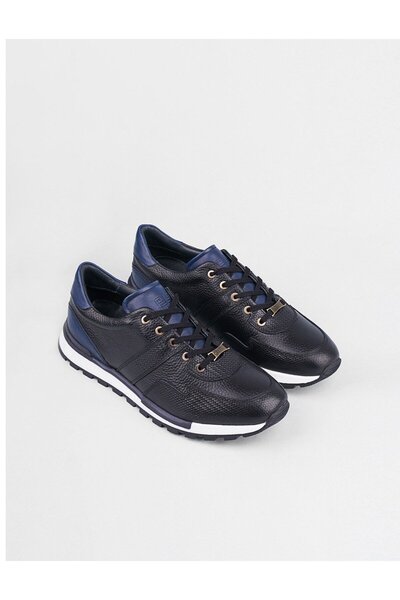 Cabani Hakiki Deri Siyah Bağcıklı Erkek Günlük Ayakkabı