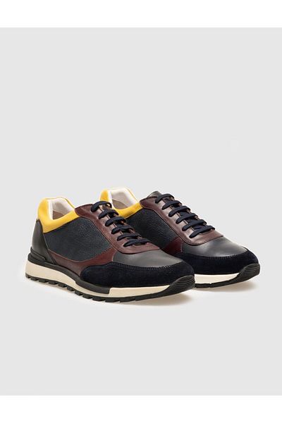 Cabani Genuine Leather Claret Red Lace-Up Men's Sports Shoes