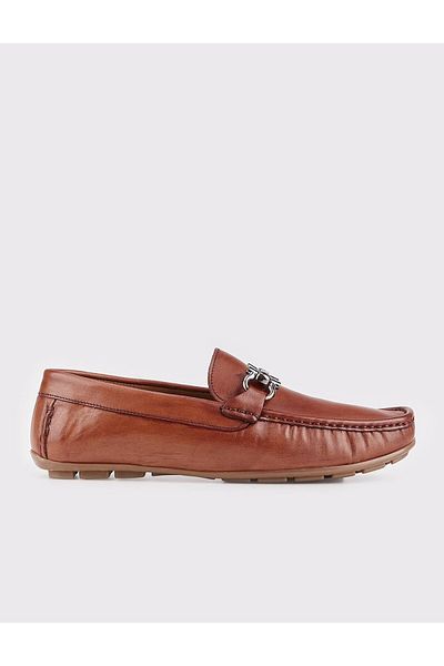 Cabani Buckle Detailed Genuine Leather Tan Men's Loafer
