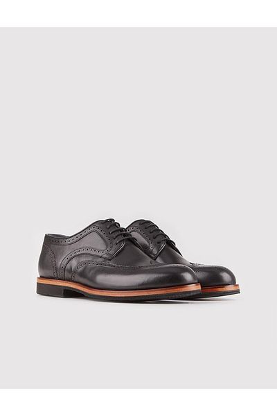 Cabani Genuine Leather Black Lace-Up Men's Classic Shoes