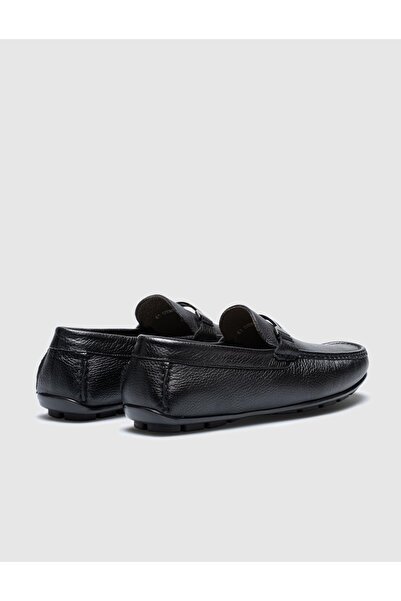 Cabani Hakiki Deri Siyah Tokalı Erkek Loafer