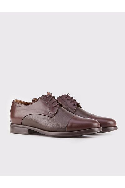 Cabani Genuine Leather Brown Natural Latex Wedge Sole Lace Up Men's Classic Shoes