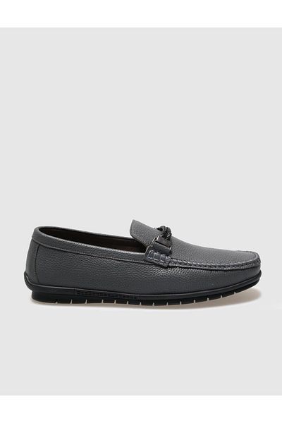 Cabani Loafer pentru bărbați din piele naturală cu cataramă gri