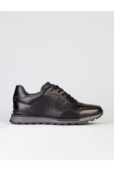 Cabani Genuine Leather Black Fur Men's Sports Shoes