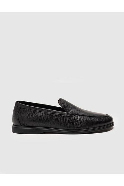 Cabani Black Genuine Leather Men's Casual Shoes