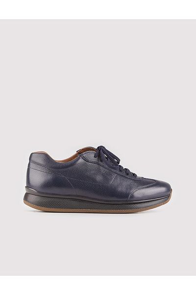 Cabani Genuine Leather Navy Blue Lace-up Winter Men's Sneakers