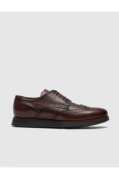 Cabani Genuine Leather Brown Lace-Up Men's Casual Shoes