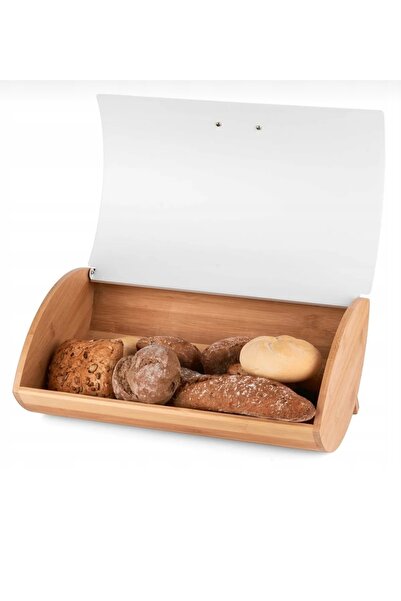 CEZVE HOME Karina Metal Lid Bamboo Luxury Bread Box Bread Holder