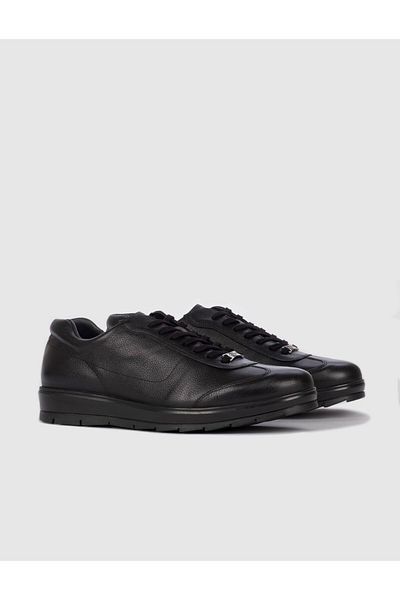 Cabani Light Thermo Sole Genuine Leather Black Lace-Up Men's Casual Shoes