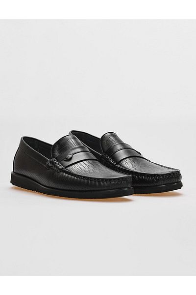 Cabani Genuine Leather Black Belt Detailed Men's Casual Shoes