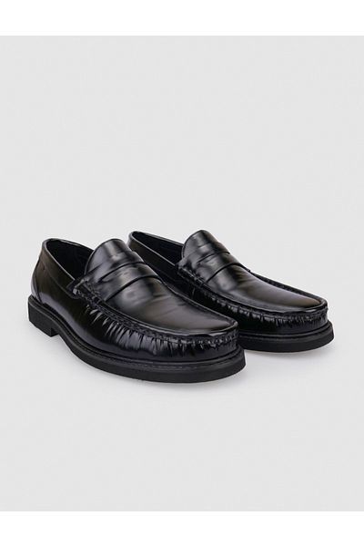 Cabani 100% Genuine Leather Black Opening Men's Casual Shoes
