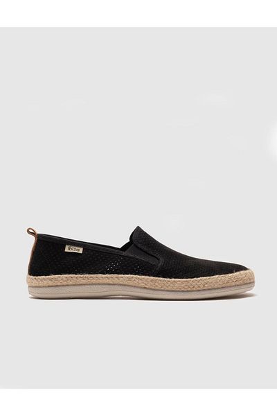 Cabani Black Straw Detailed Men's Casual Shoes