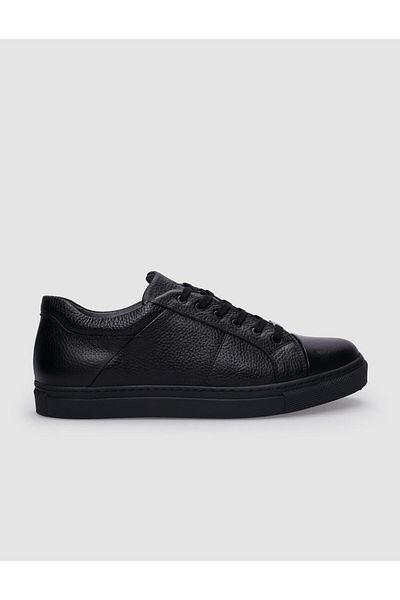 Cabani Black Genuine Leather - 100% Lace-Up Men's Sneakers