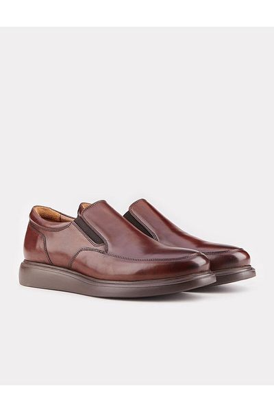 Cabani Men's Genuine Leather Brown Casual Shoes