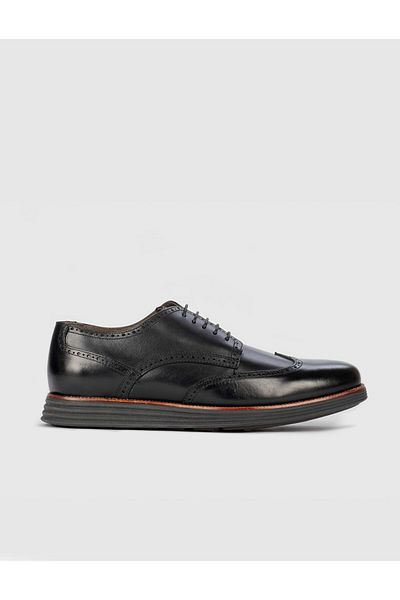 Cabani Genuine Leather Black Lace-Up Men's Casual Shoes