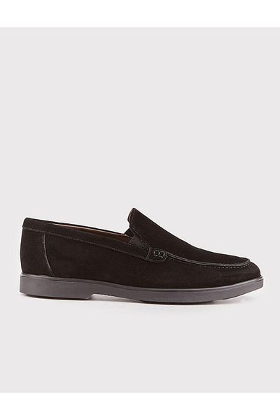Cabani Men's Suede Genuine Leather Light Rubber Sole Black Casual Shoes