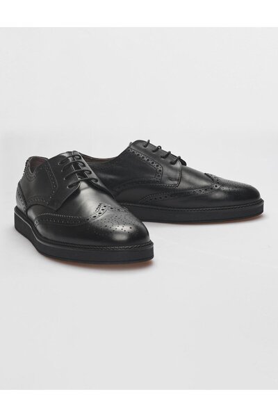Cabani Hakiki Deri Siyah Bağcıklı Erkek Günlük Ayakkabı