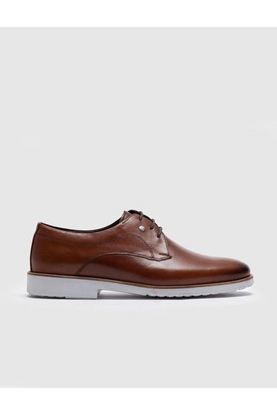 Cabani Genuine Leather Tan Lace-Up Men's Casual Shoes
