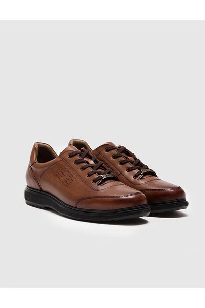 Cabani Genuine Leather Tan Lace-Up Men's Casual Shoes