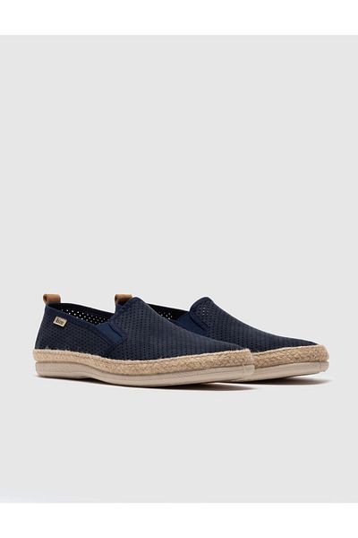 Cabani Navy Blue Straw Detailed Men's Casual Shoes